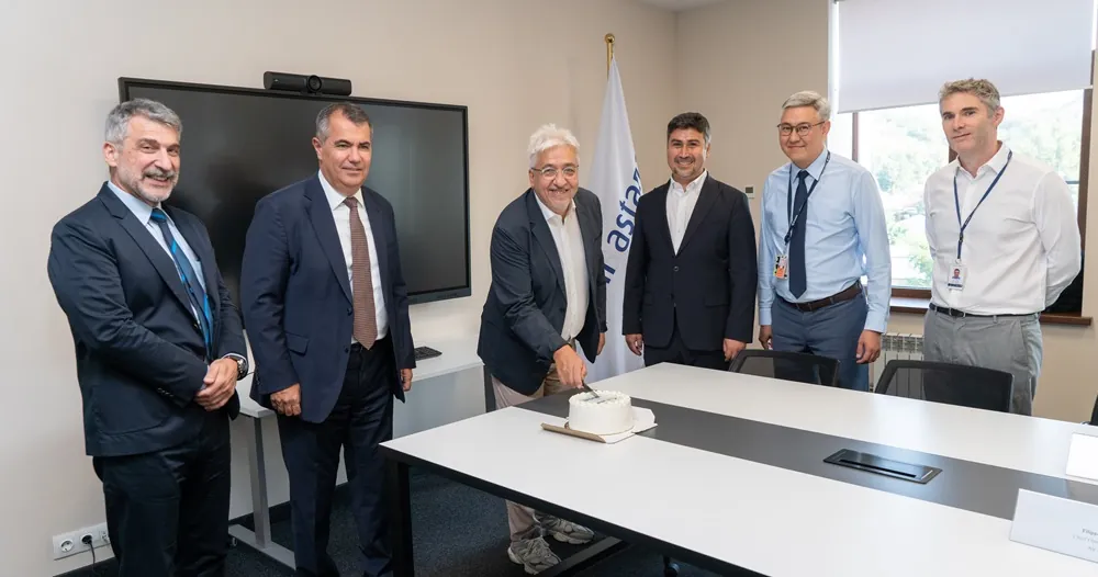 Air Astana and easie by ICRON teams marking the go-live of the easie Resource Management System